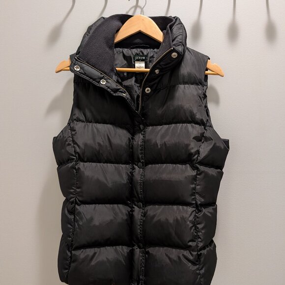 Vintage J. Crew Down Puffer Vest, black, W Medium - Picture 1 of 2